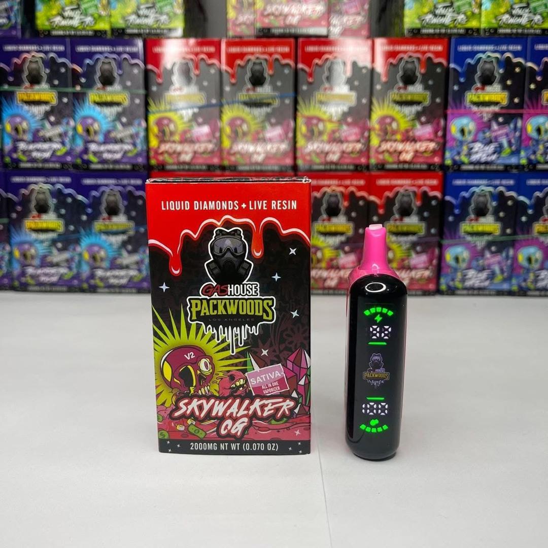 GAS HOUSE X PACKWOODS 2G LIQUID DIAMODS+LIVE RESIN DISPOSABLE